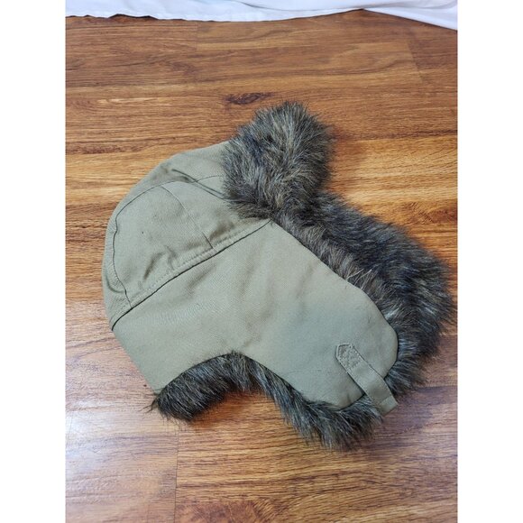 American Eagle Khaki Faux Fur Trapper Hat Size S/M - Picture 5 of 5